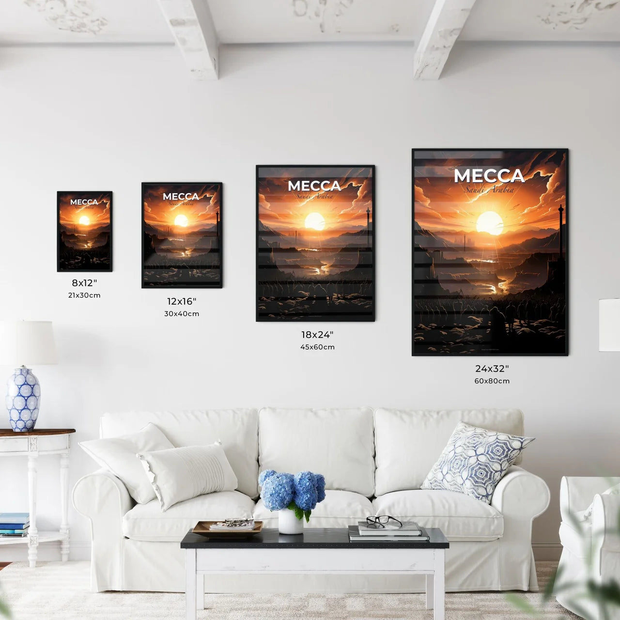 Mountain Range Sunset Panorama Saudi Arabia Mecca Art Painting Skyline Landscape City Default Title