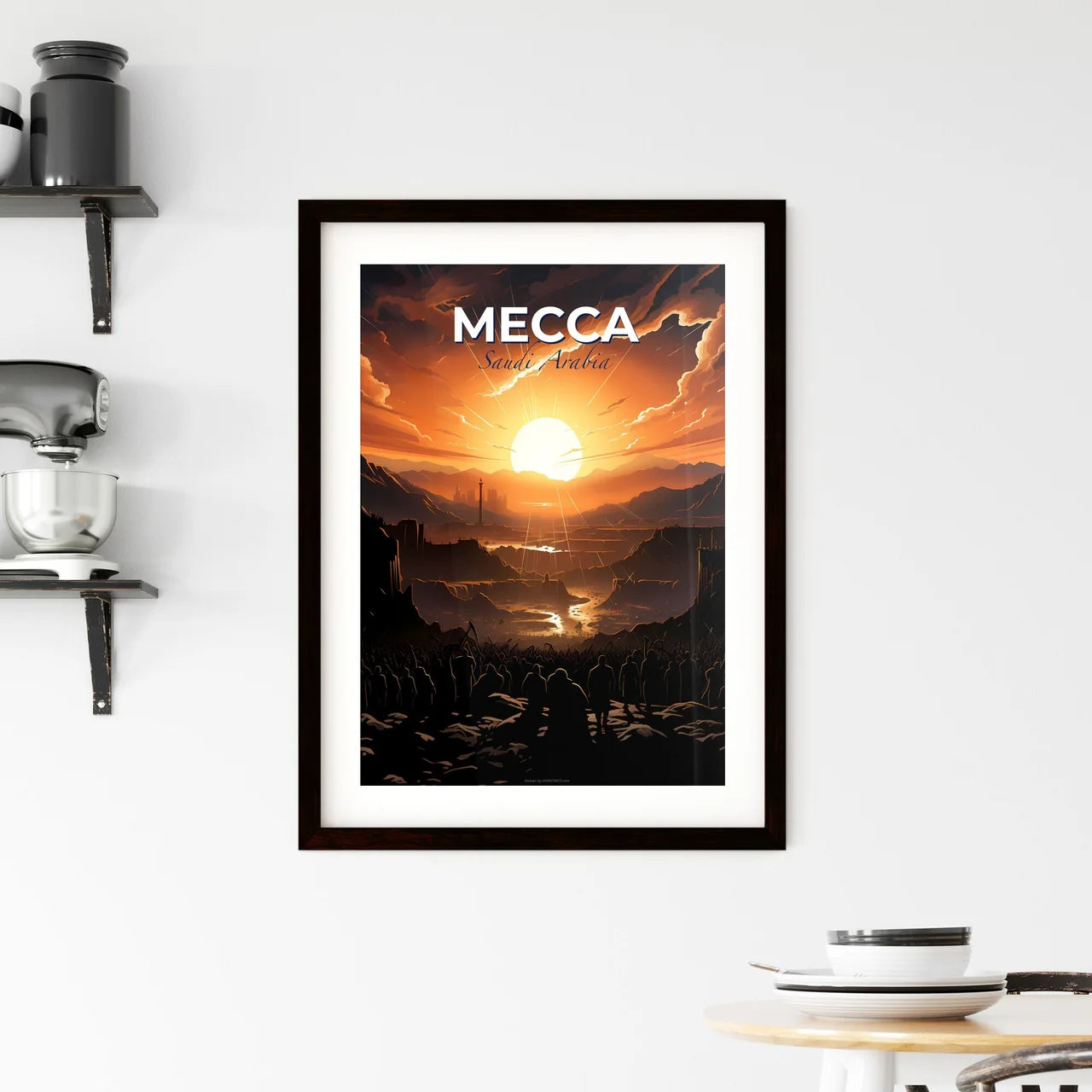Mountain Range Sunset Panorama Saudi Arabia Mecca Art Painting Skyline Landscape City Default Title