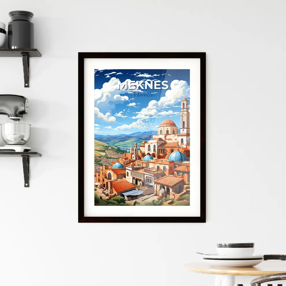 Cartoon Town Skyline Meknes Morocco, Vibrant Painting, Art, Urban, Landscape, Travel, Skyline, Cityscape, North Africa Default Title