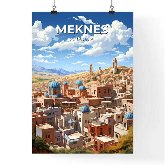 Vibrant Artistic Cityscape: Meknes Morocco Blue Skyline Panorama Default Title
