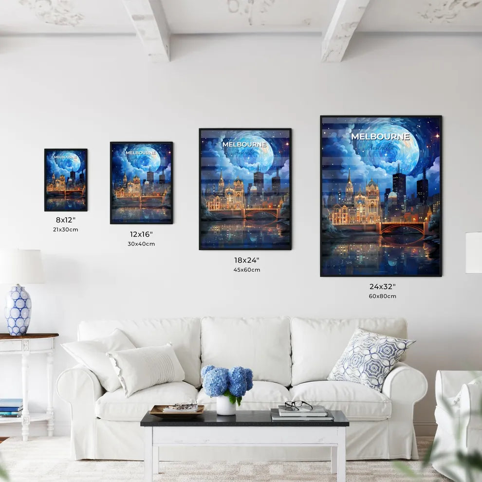 Vibrant Melbourne Cityscape: Artful Bridge and River Skyline Panorama Default Title