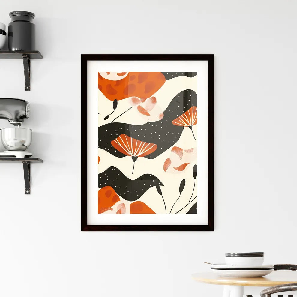 Whimsical Folkloric Geometric Florals: Organic Nature-Inspired Shapes Framed Print
