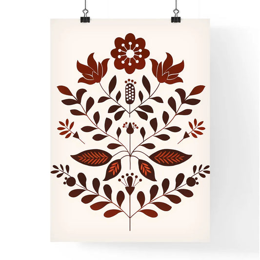 Red and Black Folk-Inspired Mexican Floral A Poster
