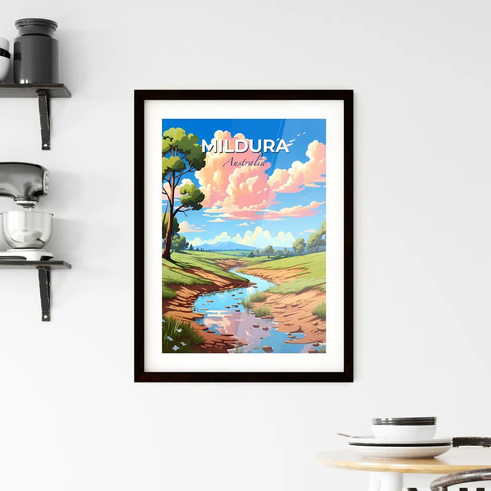 Mildura-Wentworth Australia Skyline Painting River Grassy Field Vibrant Art Landscape Default Title