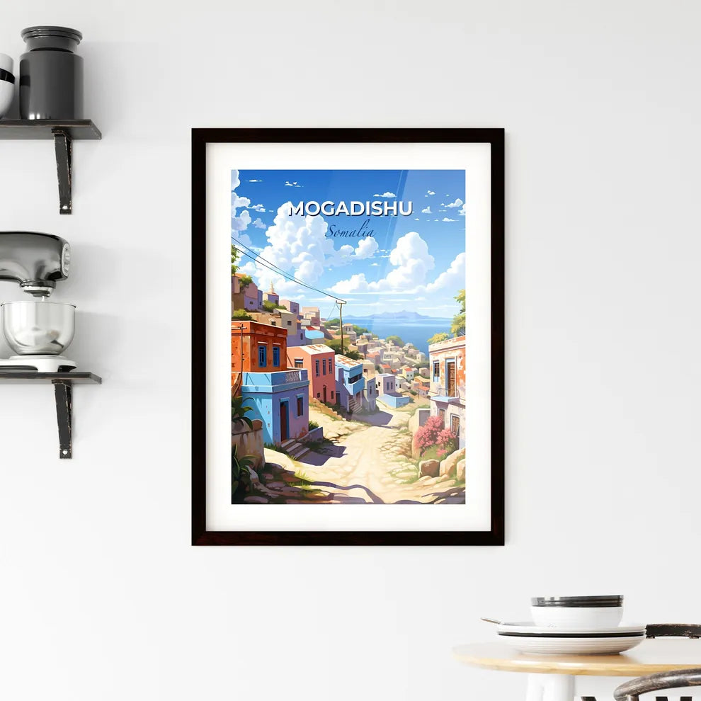 Artful Mogadishu Skyline: Colorful Buildings Adorn the Hilltop Default Title