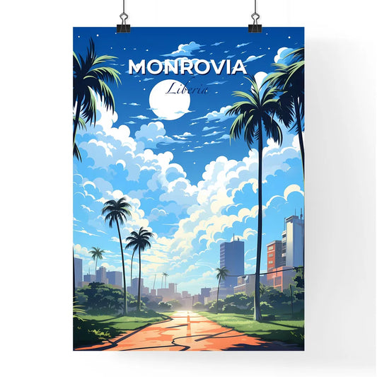 Vibrant Monrovian Skyline Palm Trees City Art Painting Africa Urban Default Title
