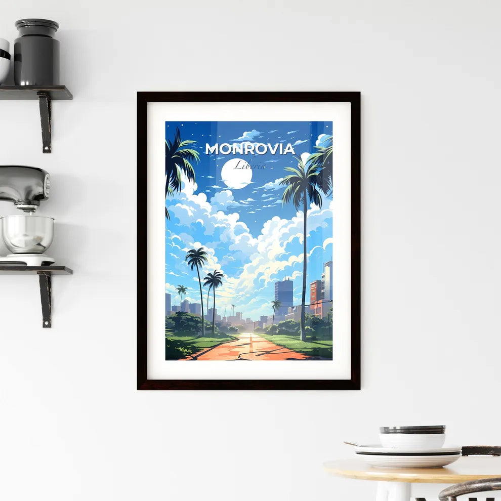 Vibrant Monrovian Skyline Palm Trees City Art Painting Africa Urban Default Title