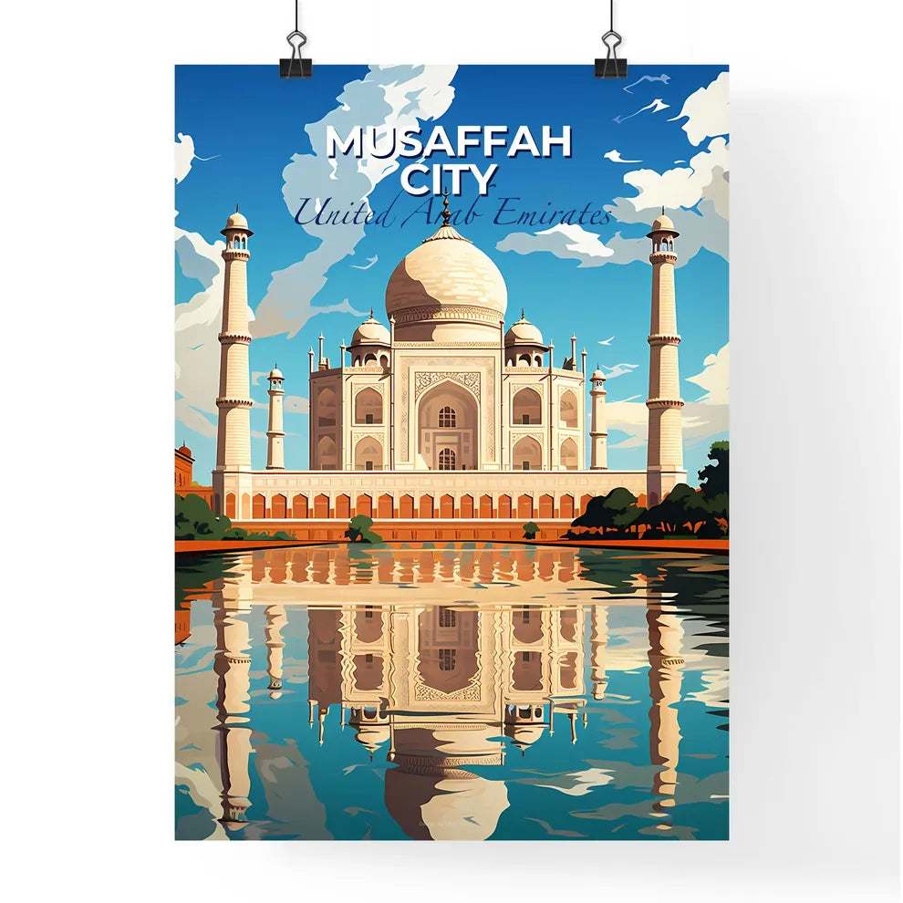 Musaffah City Skyline Painting Depicting Vibrant Architecture and Water Landscape Default Title