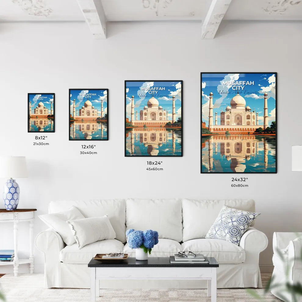 Musaffah City Skyline Painting Depicting Vibrant Architecture and Water Landscape Default Title