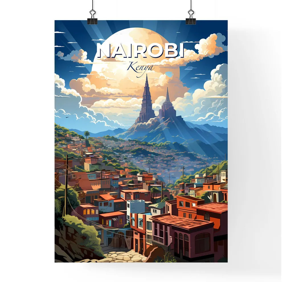Artistic Cityscape: Nairobi Skyline, Towers, Mountains, Painting Default Title
