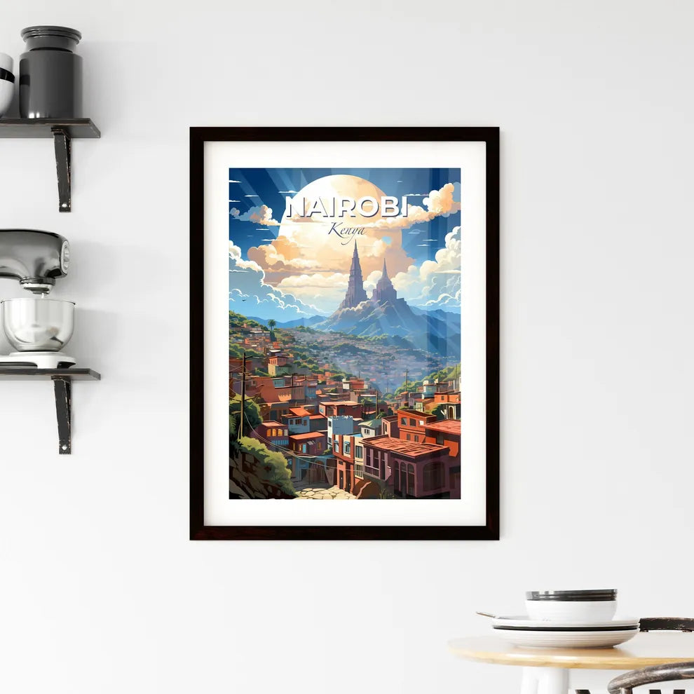 Artistic Cityscape: Nairobi Skyline, Towers, Mountains, Painting Default Title