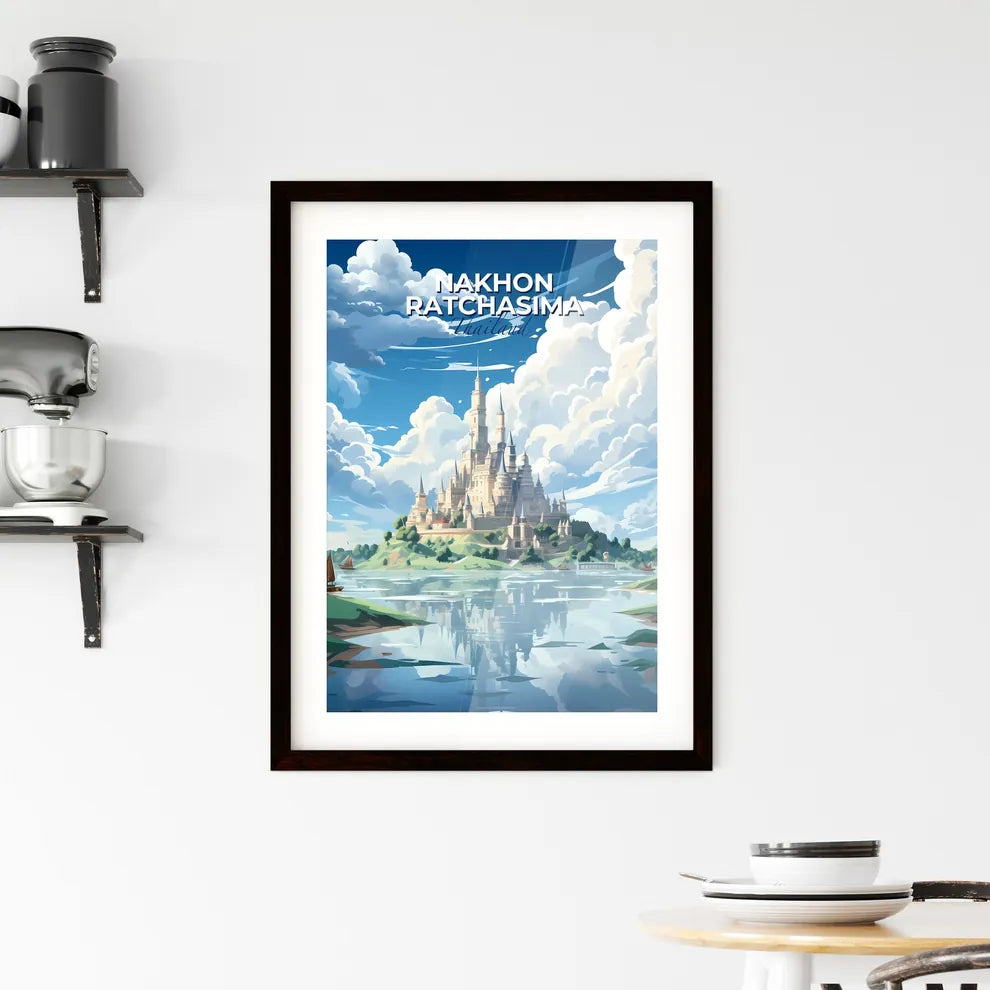 Vibrant Nakhon Ratchasima Thailand Skyline Art Painting with Castle, Water, and Boats Default Title