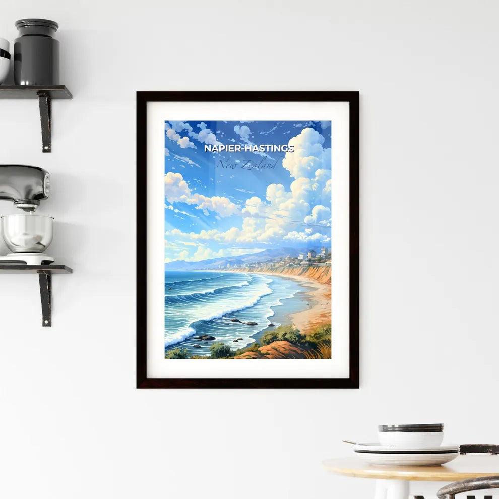 Napier-Hastings Skyline Painting Vibrant Beach Buildings Artwork Coastal New Zealand Default Title