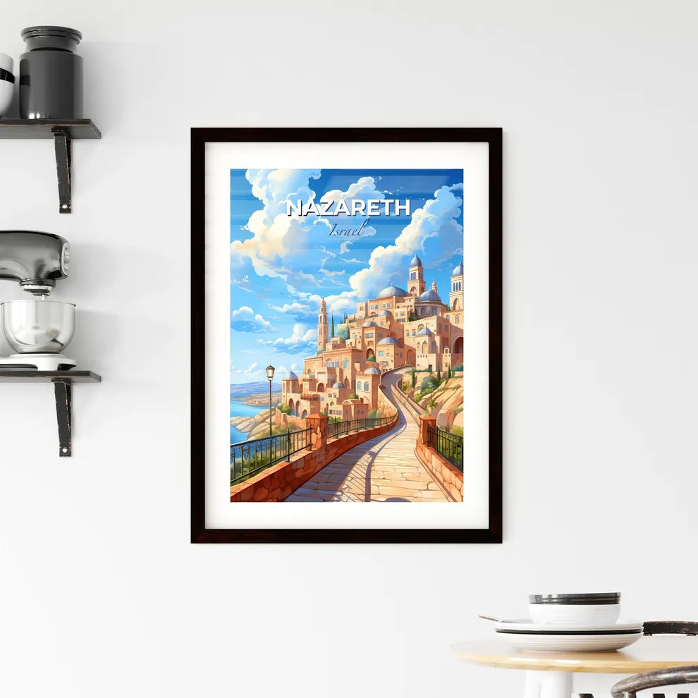 Evocative Modern Art Painting Depicting the Vibrant City Skyline, Road to Nazareth, Israel Default Title