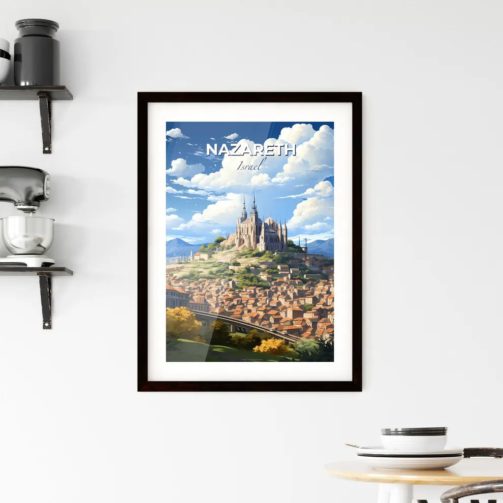 Nazareth Cityscape Skyline Israel - Castle on a Hill with Colorful Buildings and Trees Painting Default Title