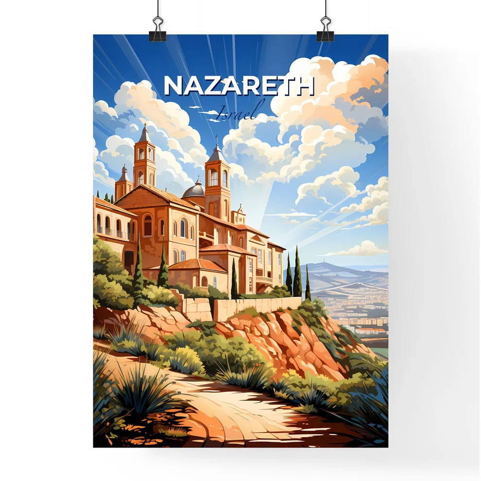 Artistic Skyline of Nazareth Israel - Vibrant Painting of Buildings on a Hill Default Title