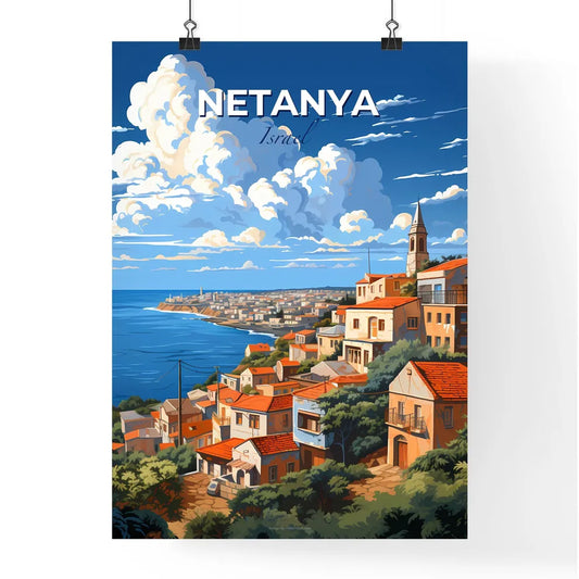 Vibrant Painting Captures Netanya's Hilltop Skyline by the Mediterranean Sea Default Title