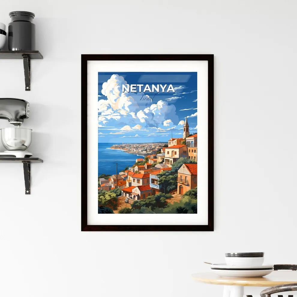 Vibrant Painting Captures Netanya's Hilltop Skyline by the Mediterranean Sea Default Title