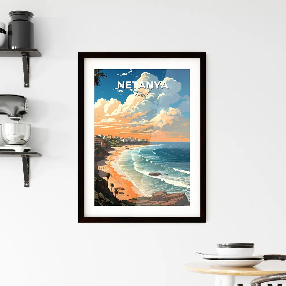 Vibrant Artistic Beach City Skyline with Palm Trees and Buildings Default Title