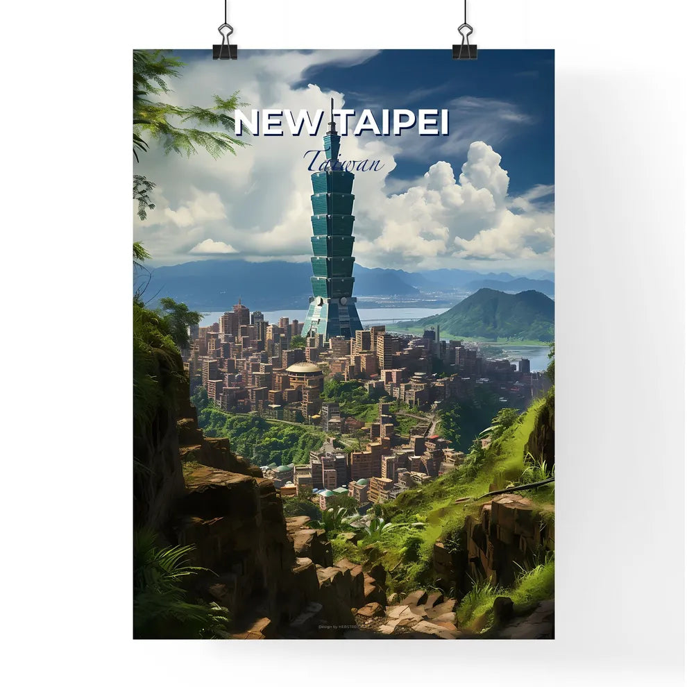 New Taipei Taiwan Skyline - Modern City Landscape Painting with Vibrant Colors and Bold Brushstrokes Default Title