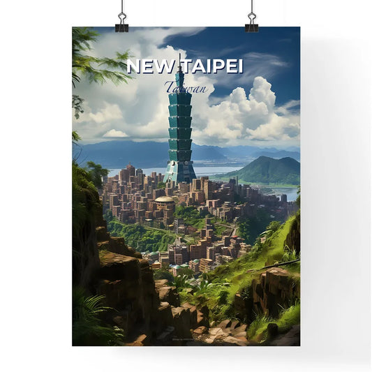 New Taipei Taiwan Skyline - Modern City Landscape Painting with Vibrant Colors and Bold Brushstrokes Default Title