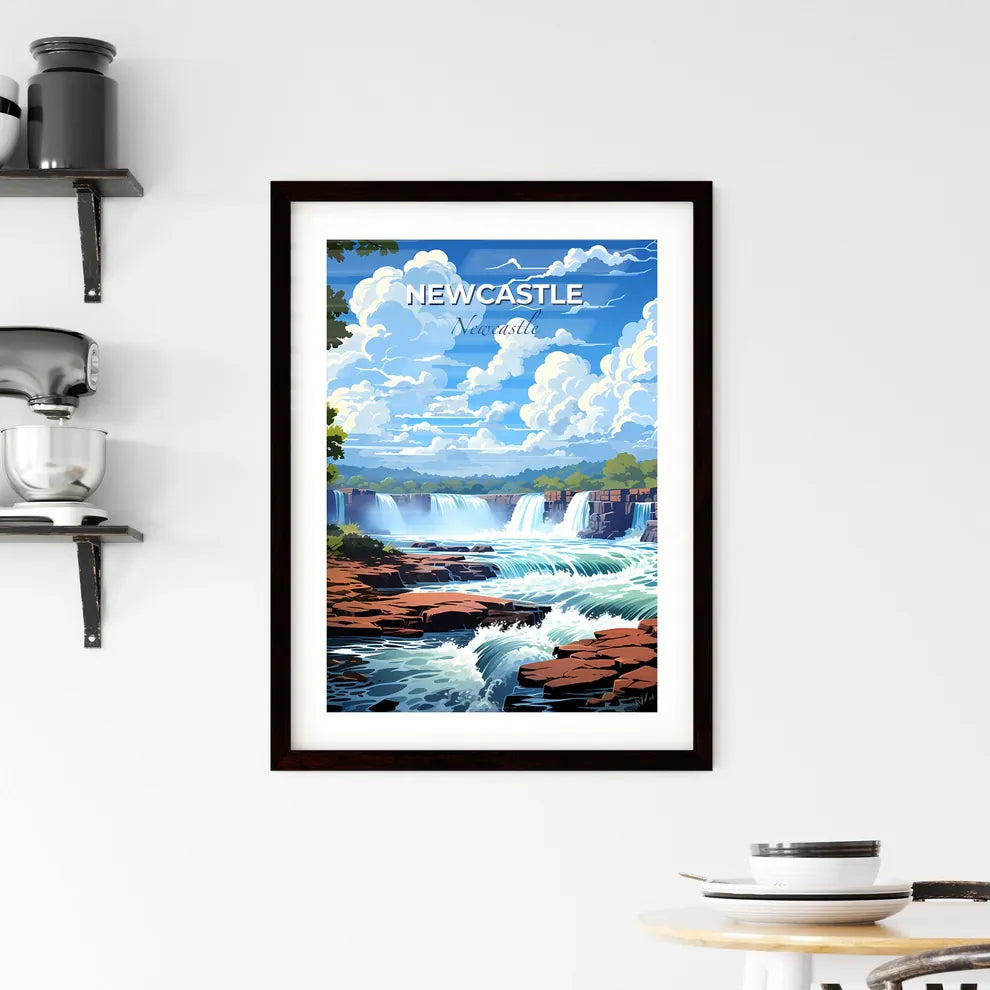 Vibrant Artistic Watercolor Painting of Newcastle-Maitland Australia Skyline Waterfall Nature Landscape Default Title