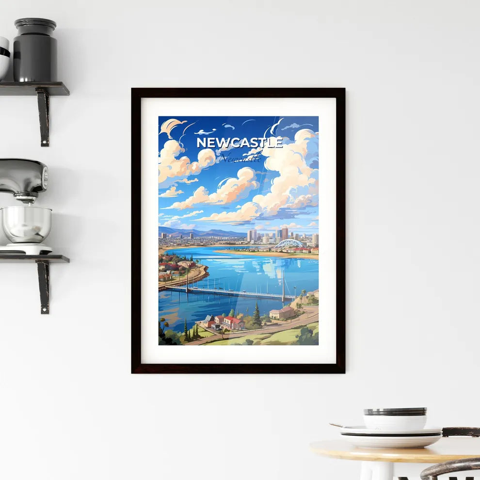 Abstract Cityscape of Newcastle Australia with Vivid Painting Style and River Bridge Default Title