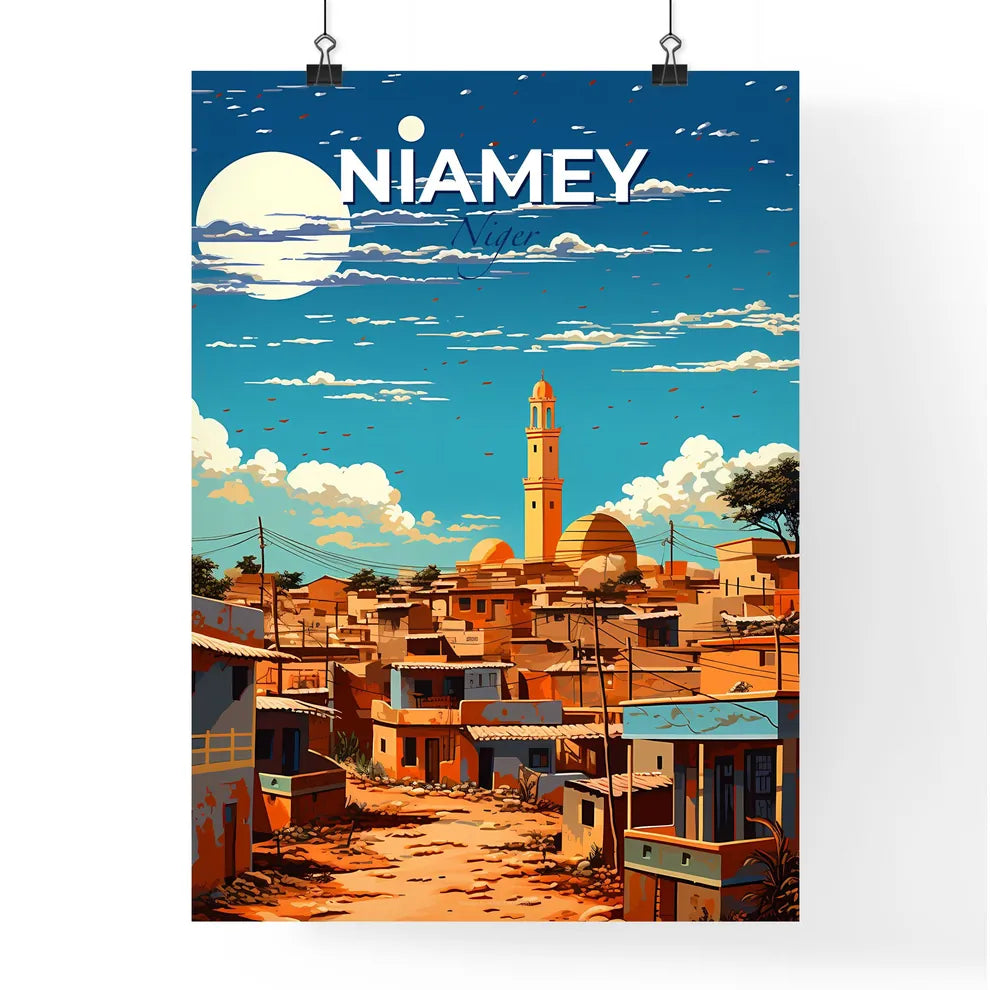 Niamey Niger Cityscape Skyline Artistic Painting Tower Buildings Vibrant Colors Default Title