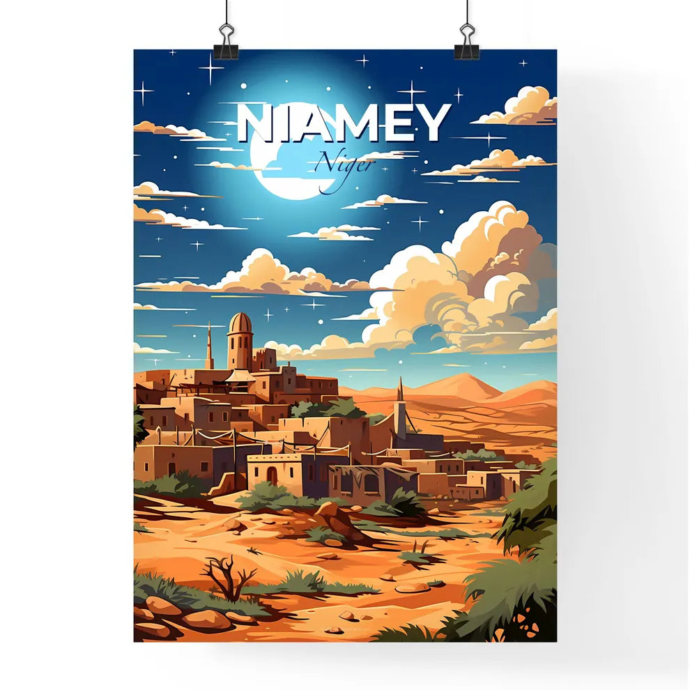 African Cityscape Art Painting Niger Niamey City Skyline Desert Landscape Default Title
