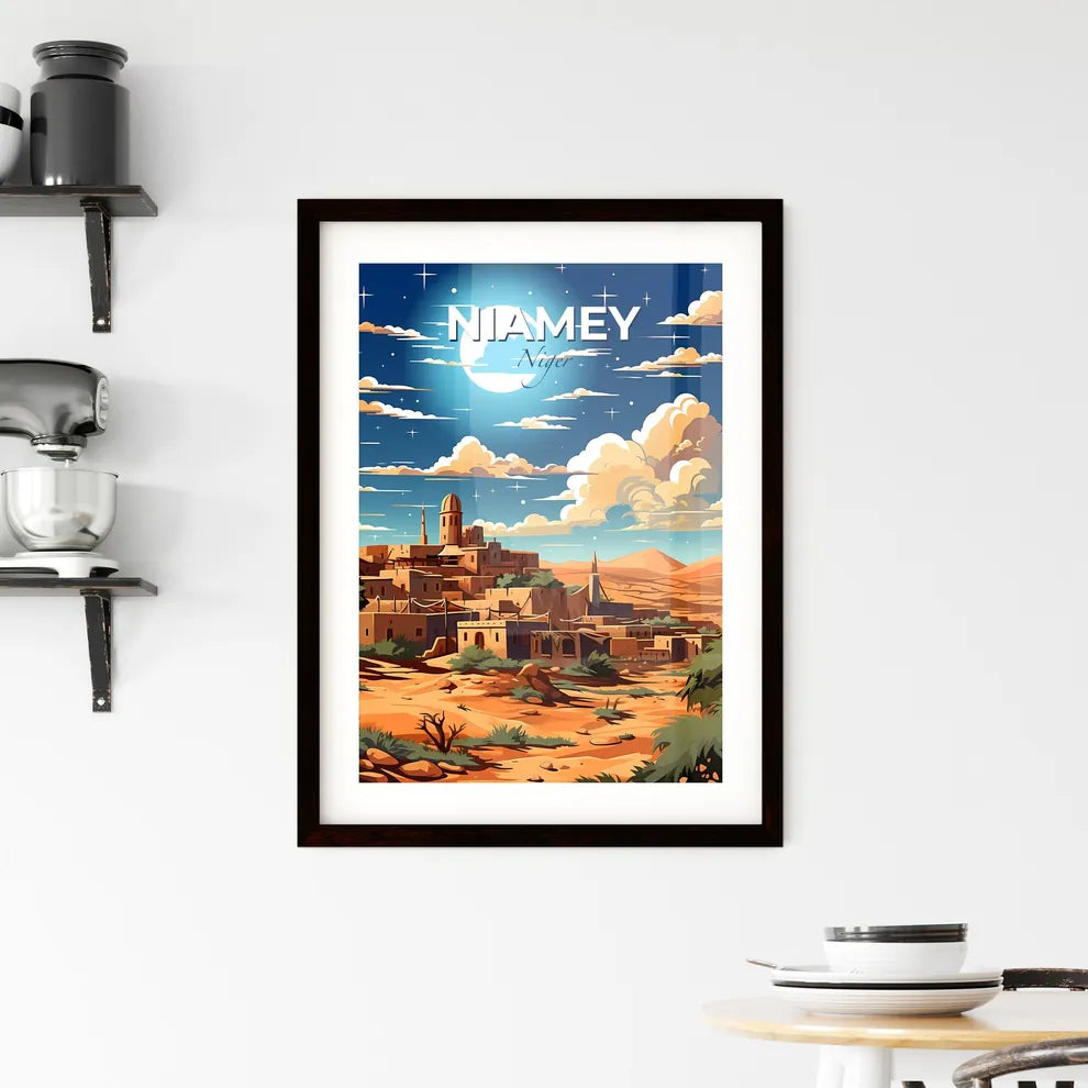 African Cityscape Art Painting Niger Niamey City Skyline Desert Landscape Default Title