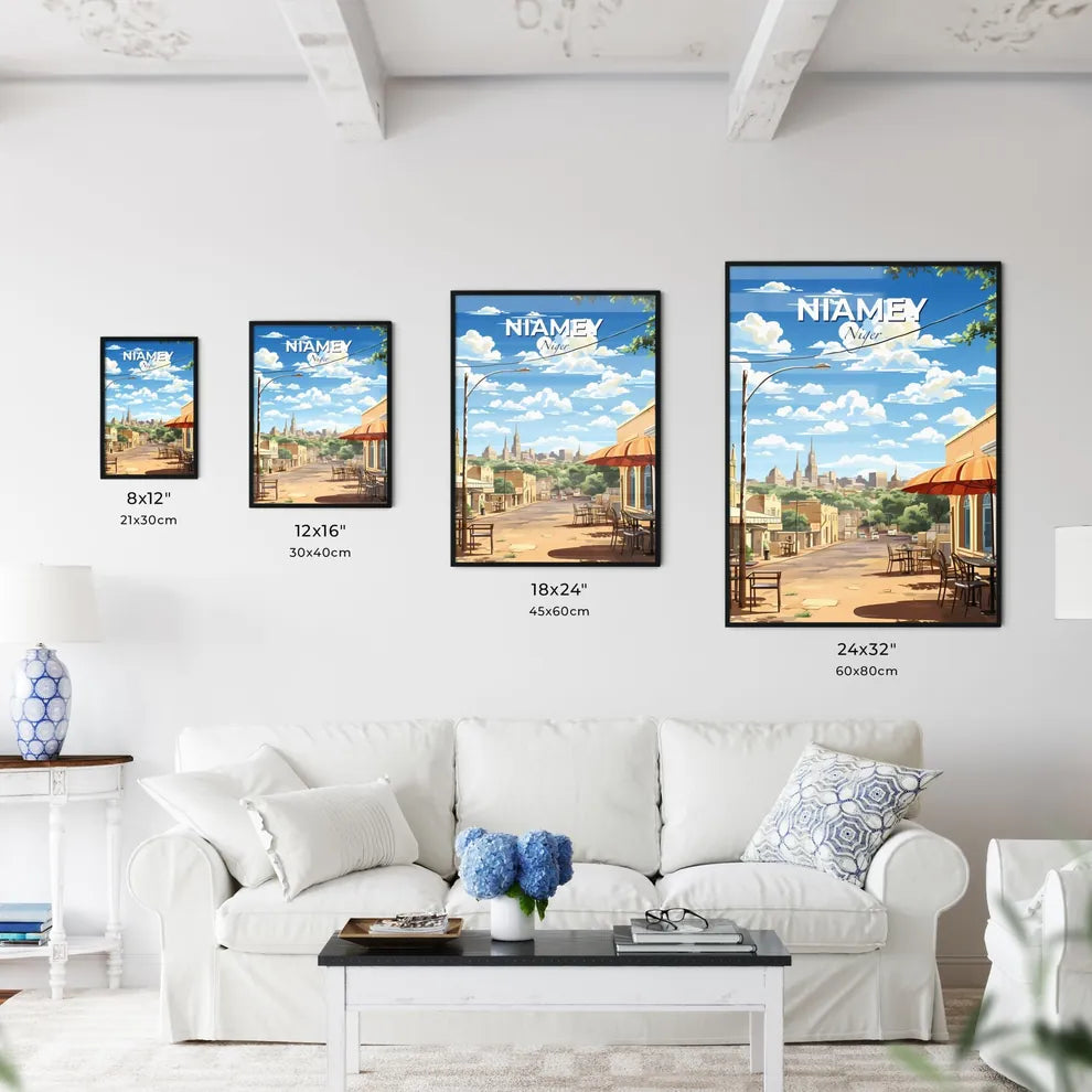 Colorful Art Deco Street Scene Painting Niamey Niger Skyline Impressionistic Artwork Urban Cityscape Default Title