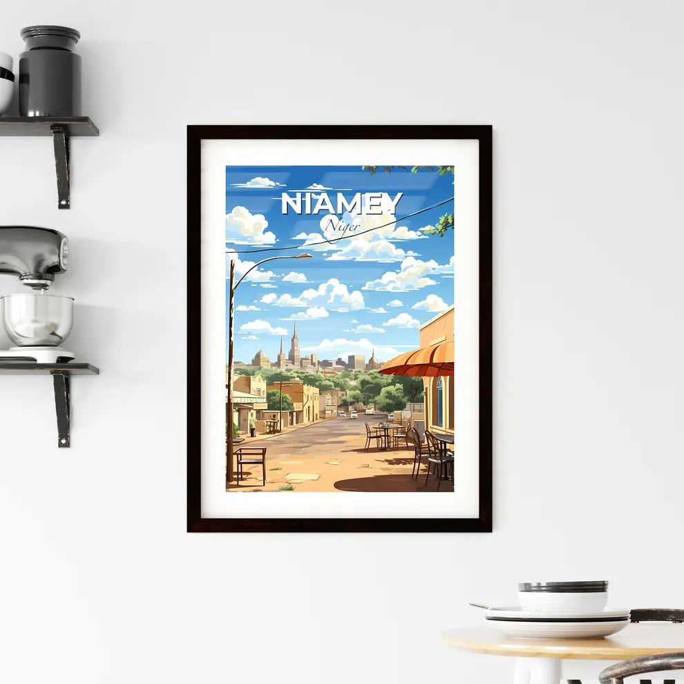 Colorful Art Deco Street Scene Painting Niamey Niger Skyline Impressionistic Artwork Urban Cityscape Default Title