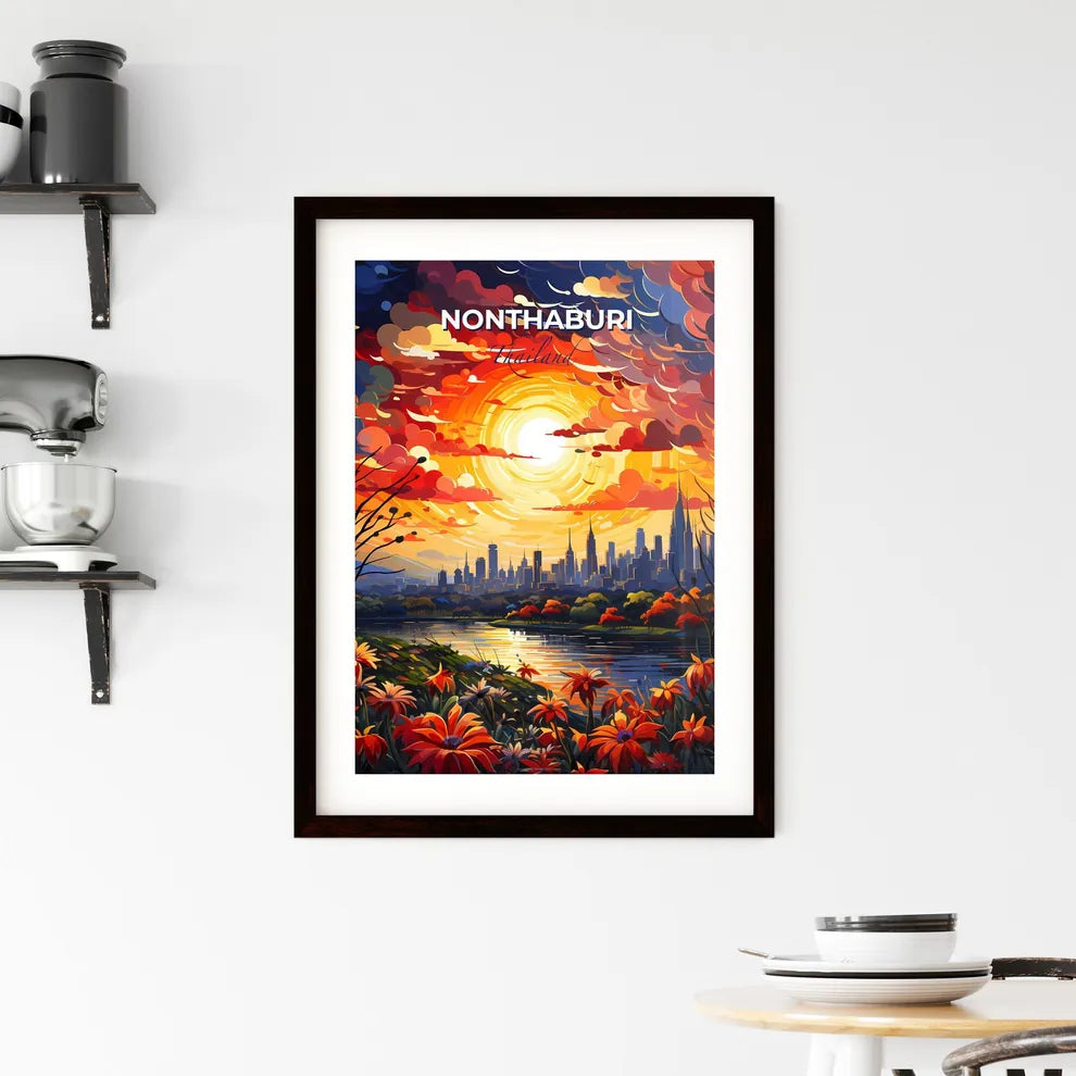 Vivid Sunset Over Nonthaburi Thailand City Skyline - Colorful Impressionistic Painting Photography Default Title
