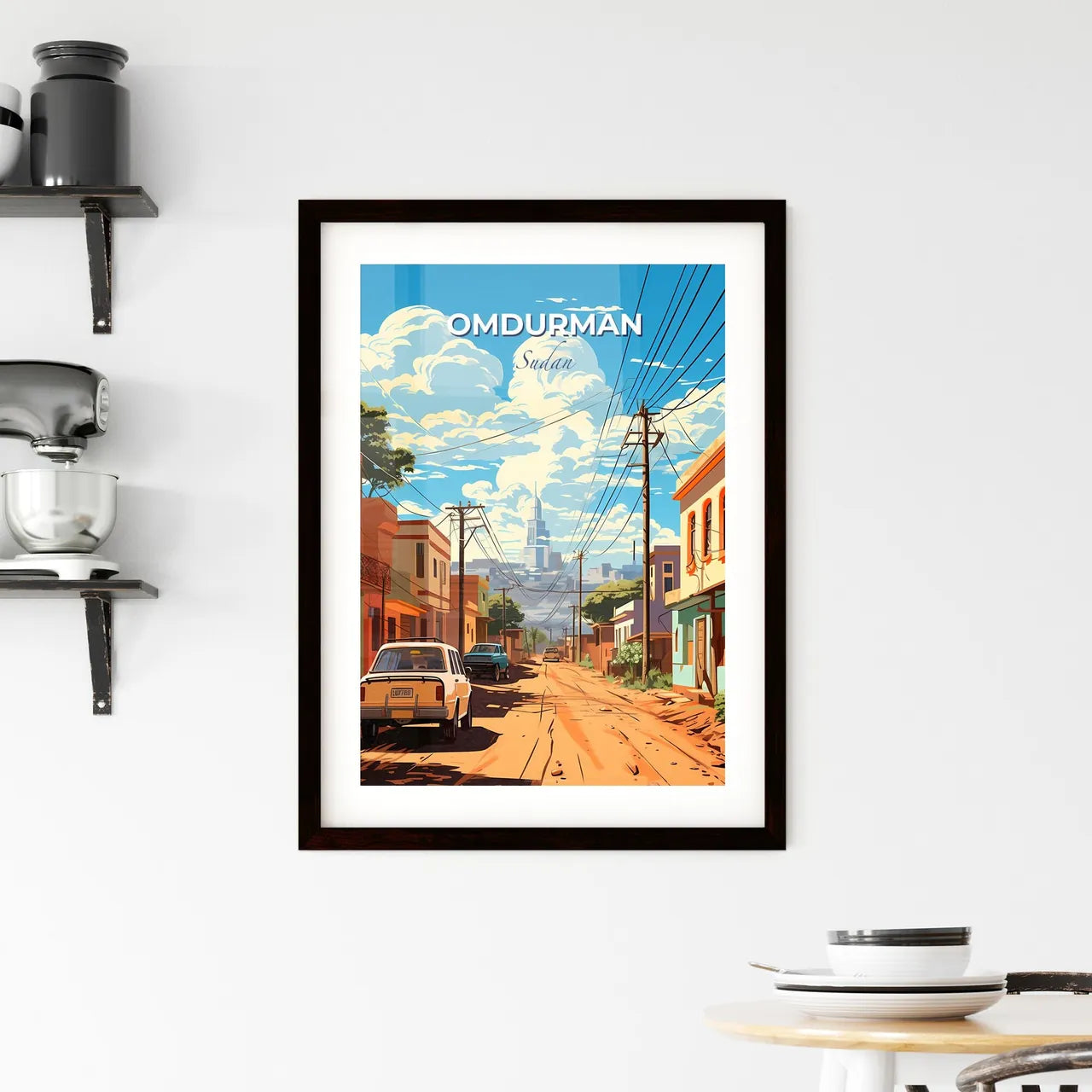 Omdurman Skyline Painting - Colorful Urban Art with Cars and Buildings Default Title