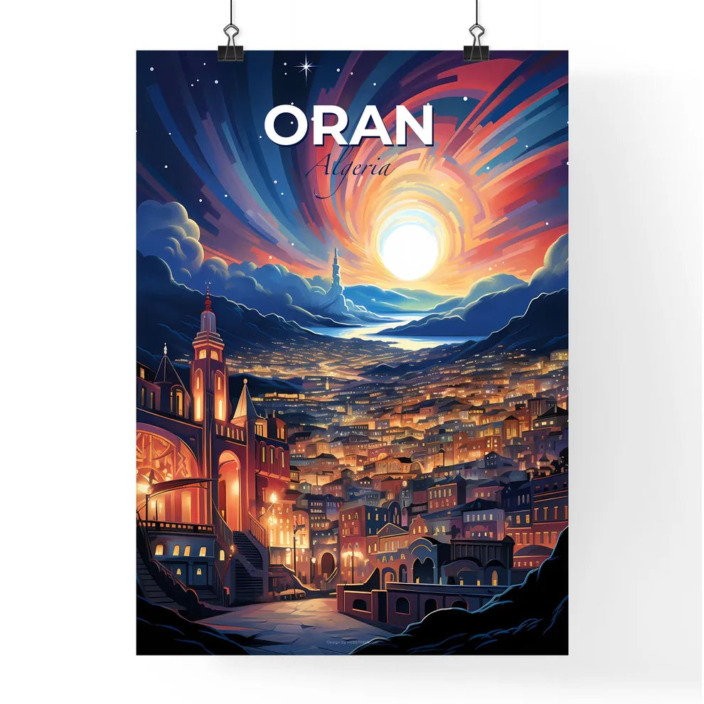 Colorful Oran Algeria Skyline Painting with Vibrant Urban Landscape Default Title