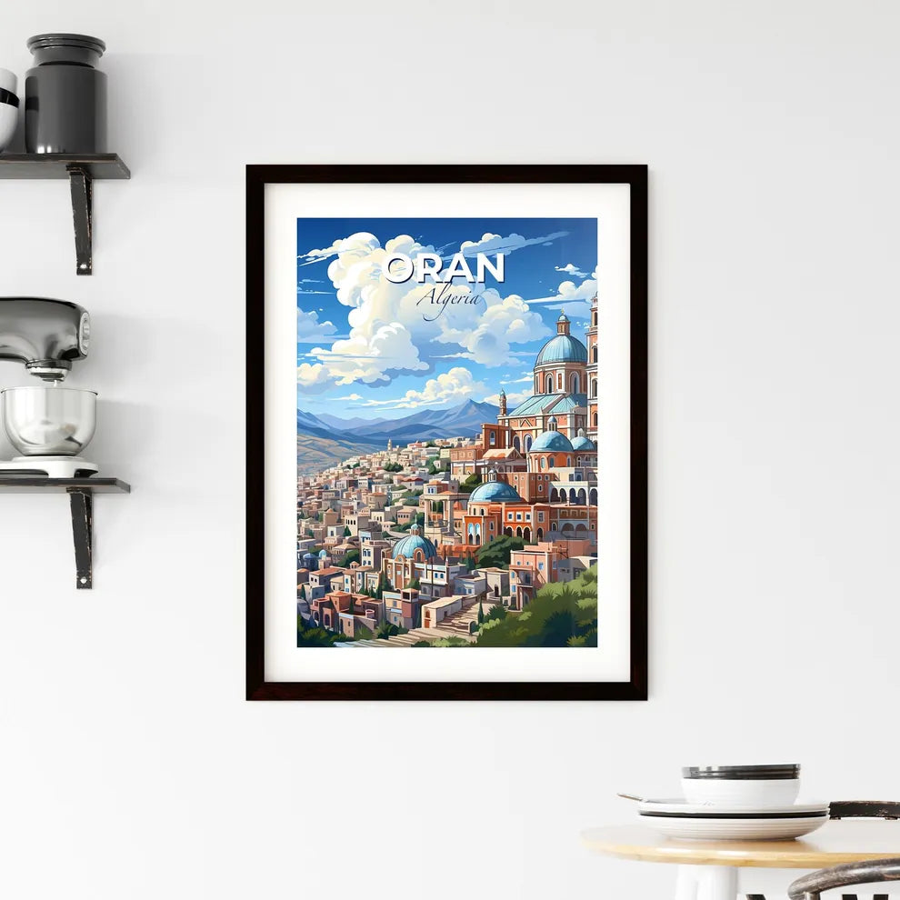 Algeria City Skyline Painting, Oran Dome Roof, Blue Sky, Art Deco Building, Cityscape, Travel, Tourism, Destination, Artwork, Canvas Default Title