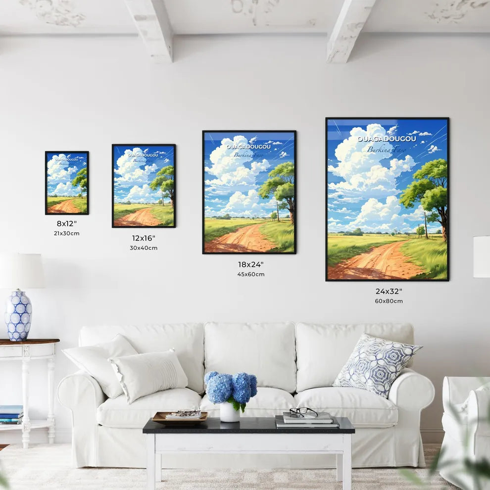 Vibrant African Art Ouagadougou Burkina Faso Cityscape Dirt Road Trees Grass Default Title