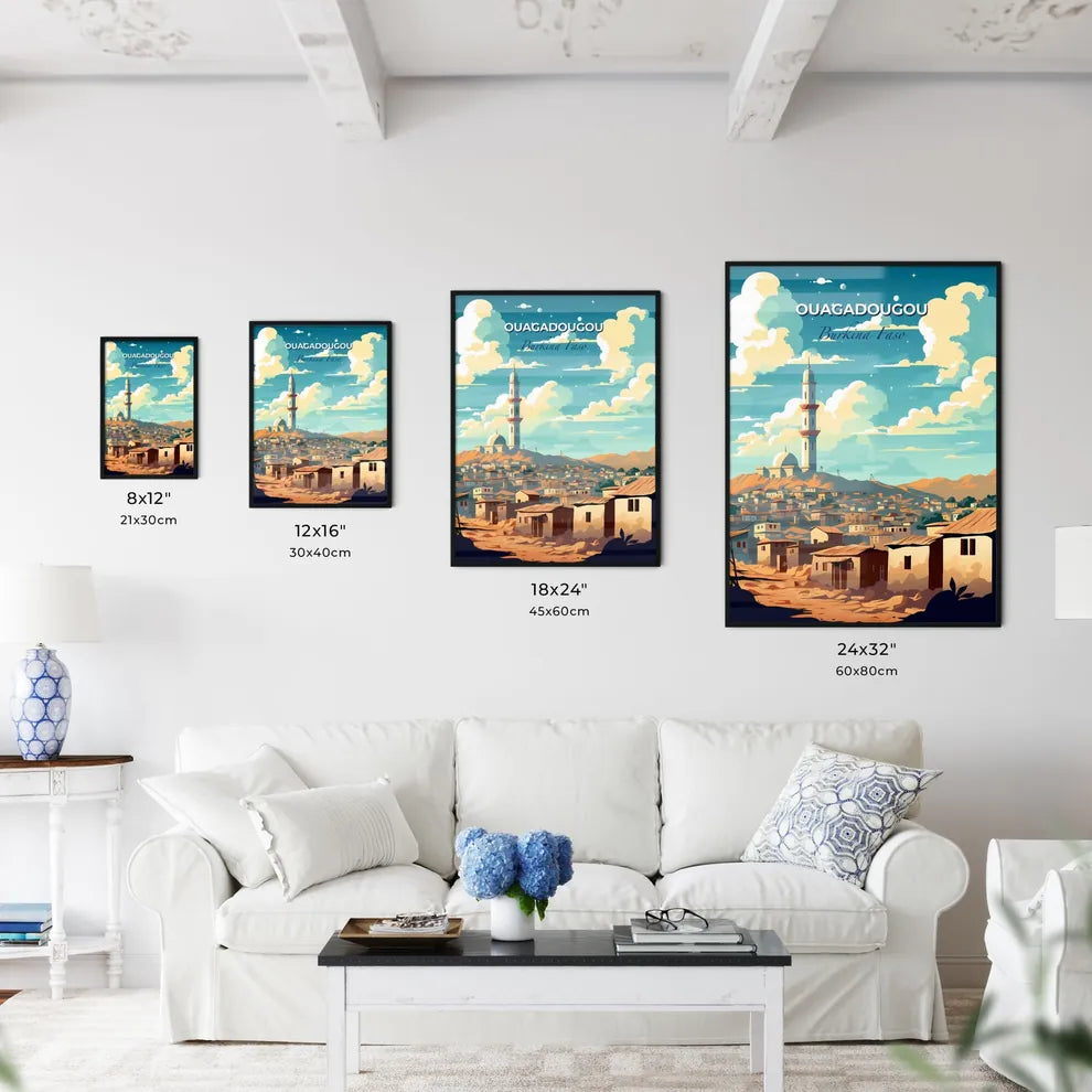 Vibrant Cityscape Painting of Ouagadougou Burkina Faso Skyline with Tower Default Title