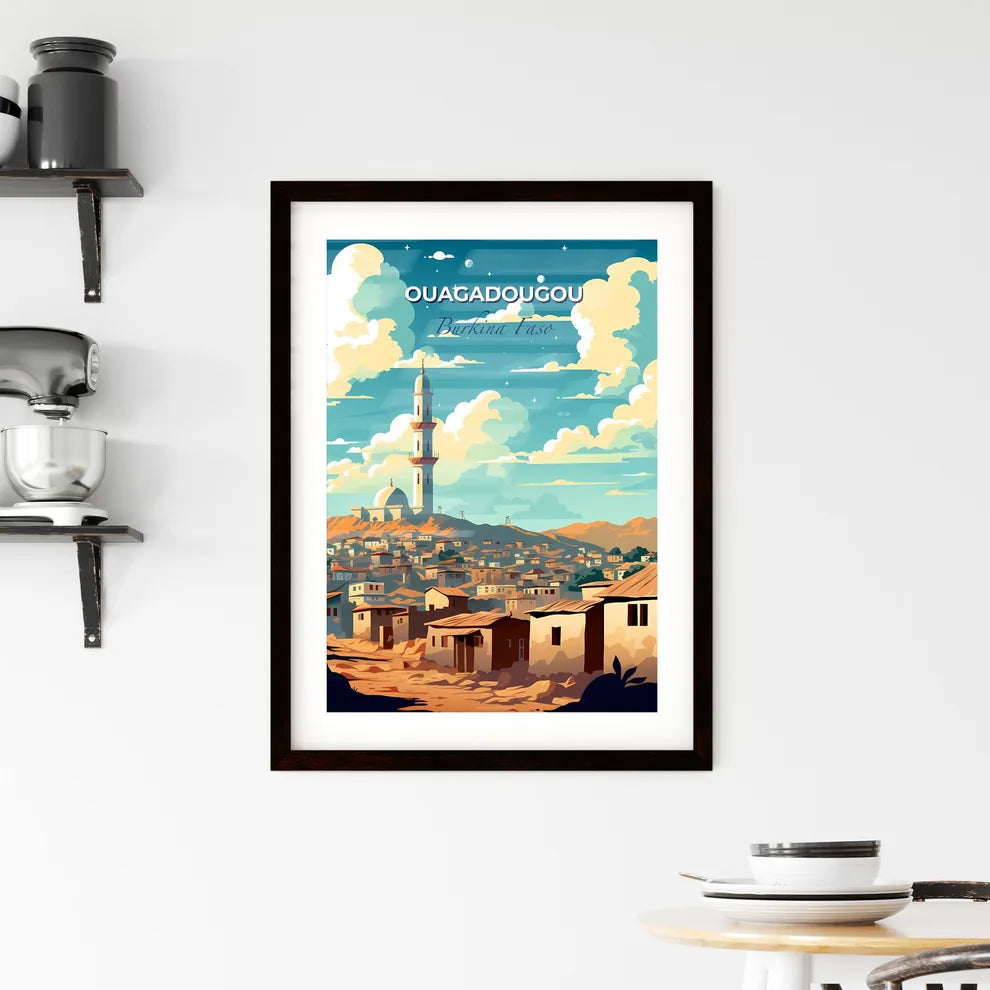 Vibrant Cityscape Painting of Ouagadougou Burkina Faso Skyline with Tower Default Title