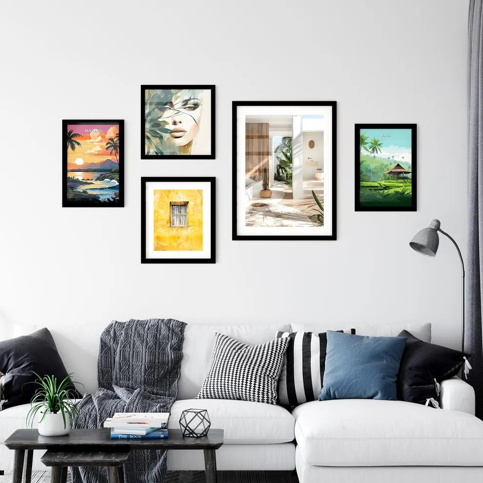 Serene outdoor garden oasis with tropical pl Wall Art