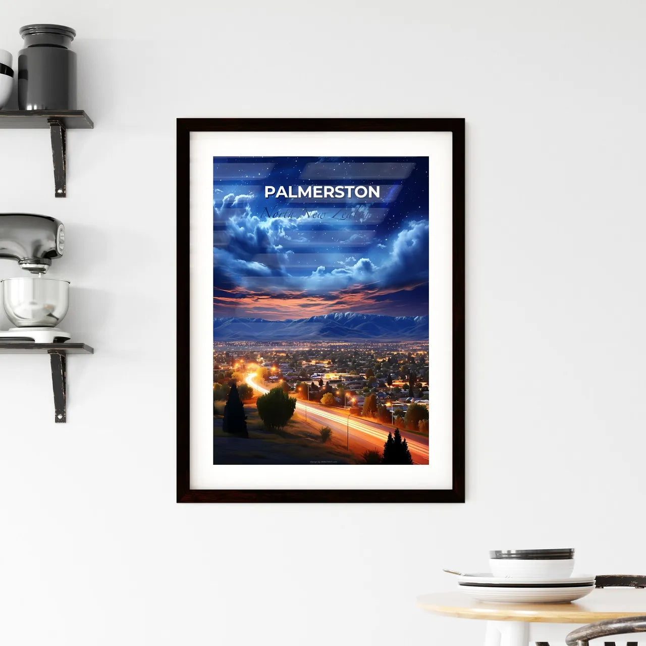 Palmerston North Skyline Painting - City Lights and Mountain Panorama Default Title