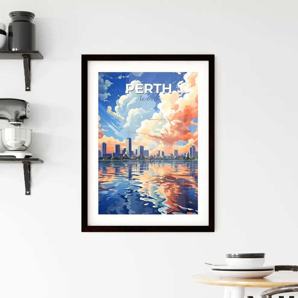 Perth Australia Skyline City Painting Art Clouds Water Vibrant Colors Default Title