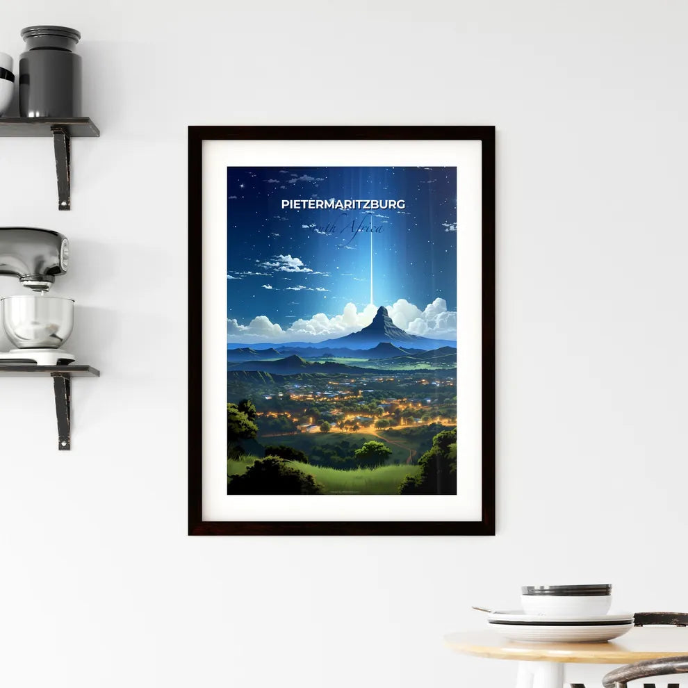 Artistic Landscape Painting of Pietermaritzburg Skyline, South Africa, Featuring a Vibrant City and Majestic Mountain Default Title