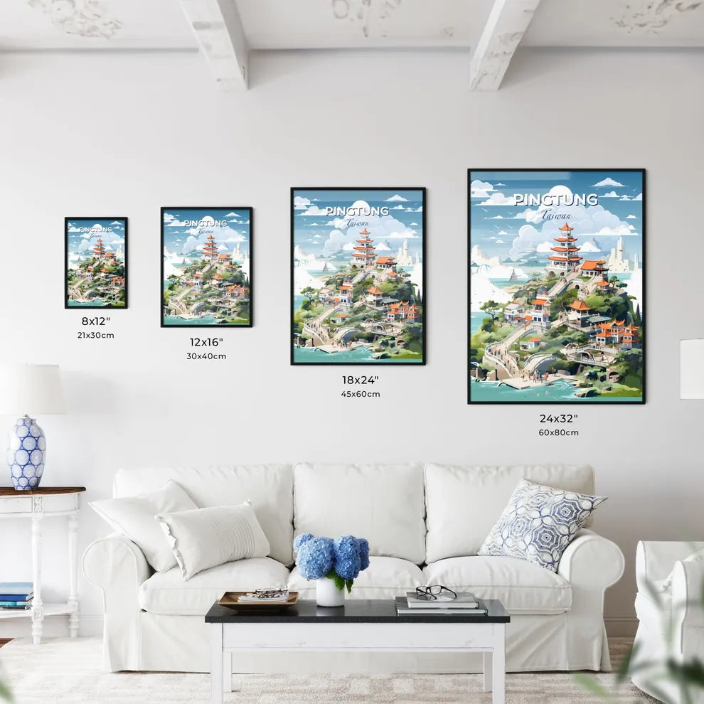 Pingtung Painting Taiwan Skyline Vibrant Building Impressionistic Art Default Title