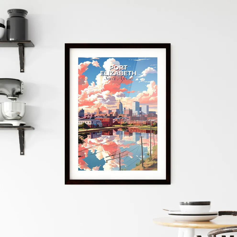 Port Elizabeth Cityscape Painting South Africa Art Urban Skyline Watercolor Clouds Default Title