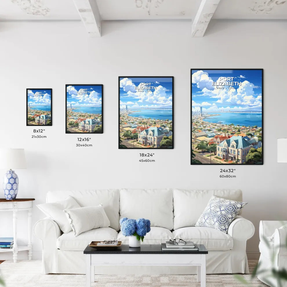Vibrant Port Elizabeth Cityscape Painting: South African Urban Art by the Water Default Title