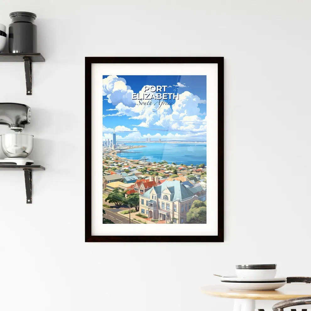 Vibrant Port Elizabeth Cityscape Painting: South African Urban Art by the Water Default Title