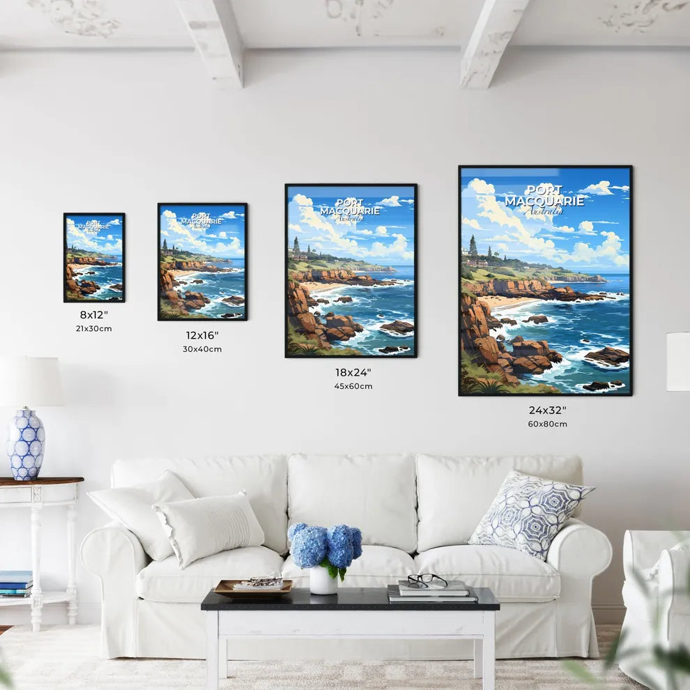 Artistic Beachscape of Port Macquarie Skyline: Vibrant Depiction of Tranquil Australian Coastline Default Title