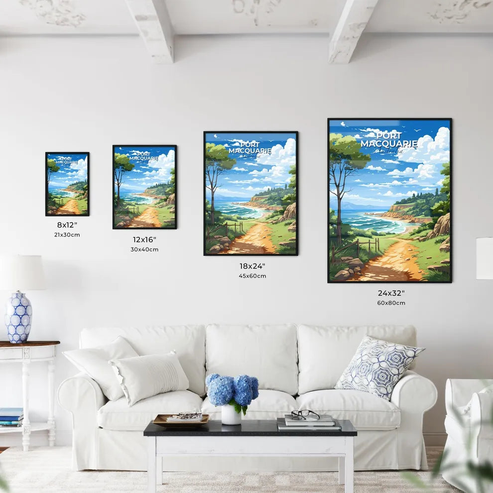 Colorful Port Macquarie Australia Beach Art Painting With Trees and Fence Default Title