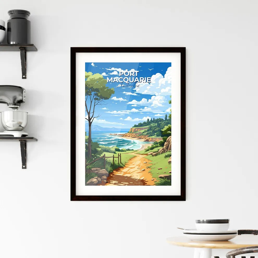 Colorful Port Macquarie Australia Beach Art Painting With Trees and Fence Default Title